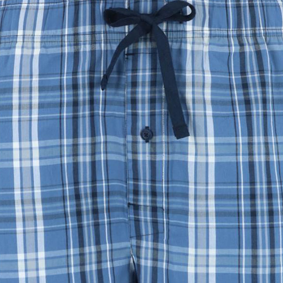 Hanes Men's Big and Tall Woven Cotton Pajama Sleep Shorts - Blue Plaid