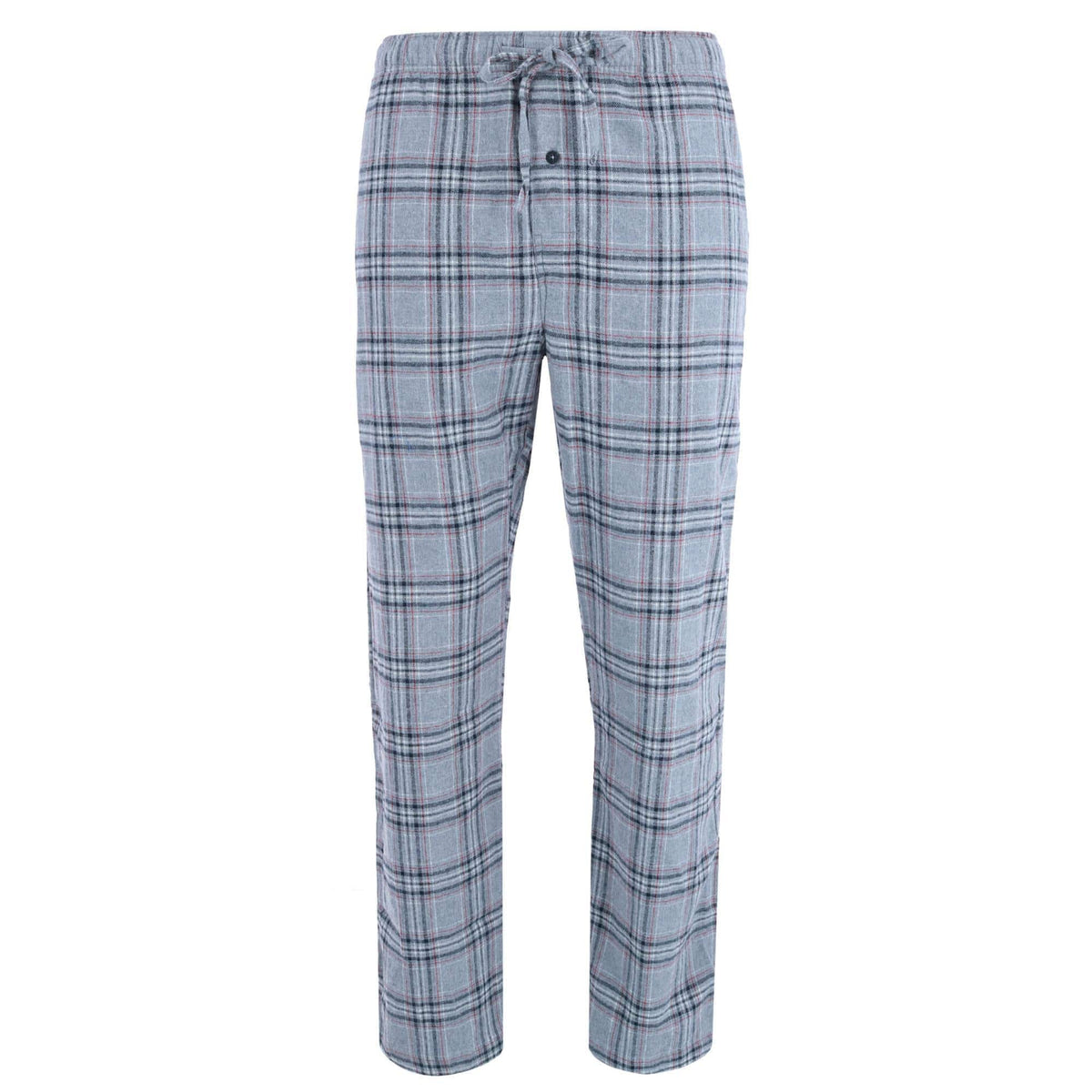 Hanes Men's Cotton Long Sleeve Shirt and Flannel Pajama Pants - Black with Grey Plaid