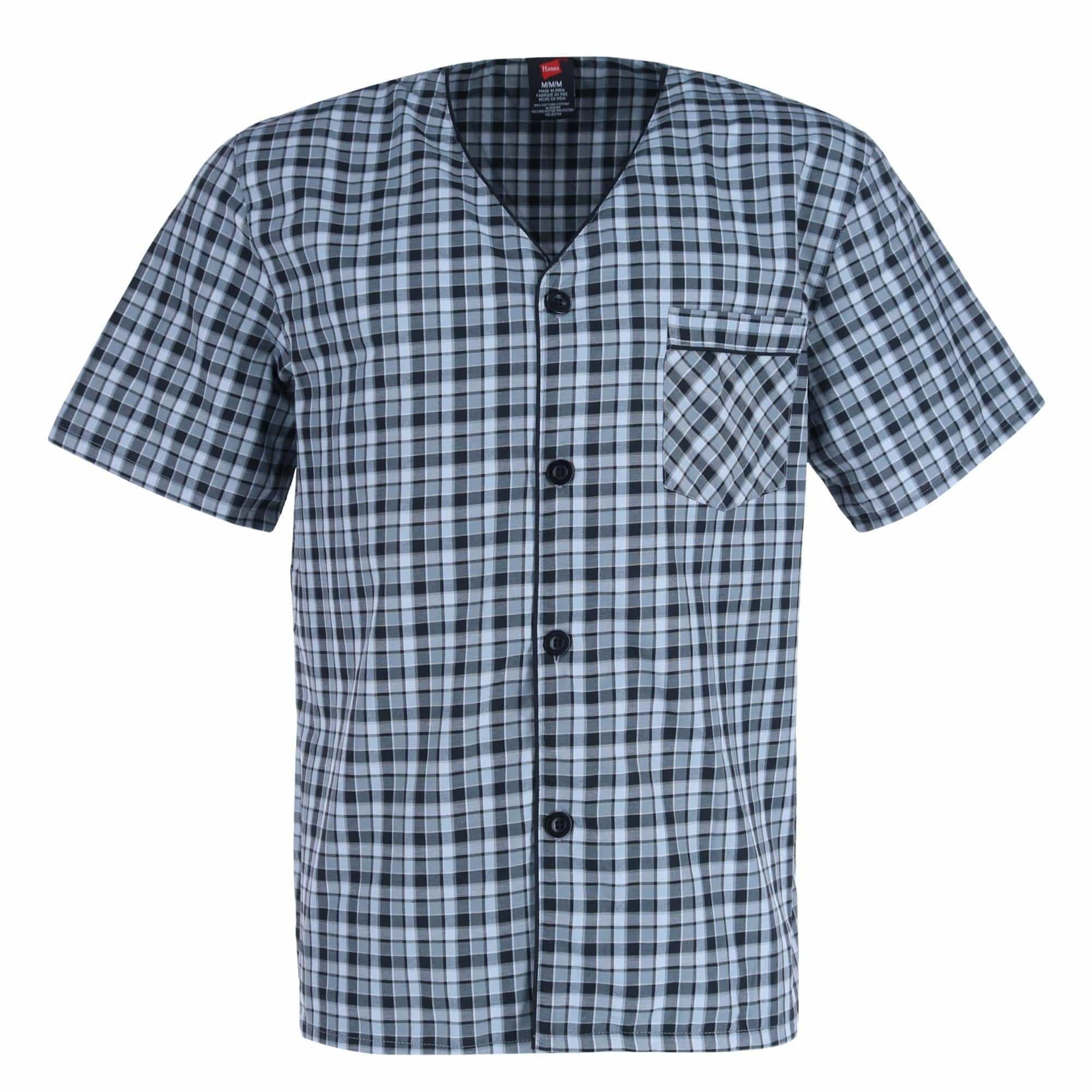Hanes Men's Short Sleeve Short Leg Pajama Set - Black/Grey