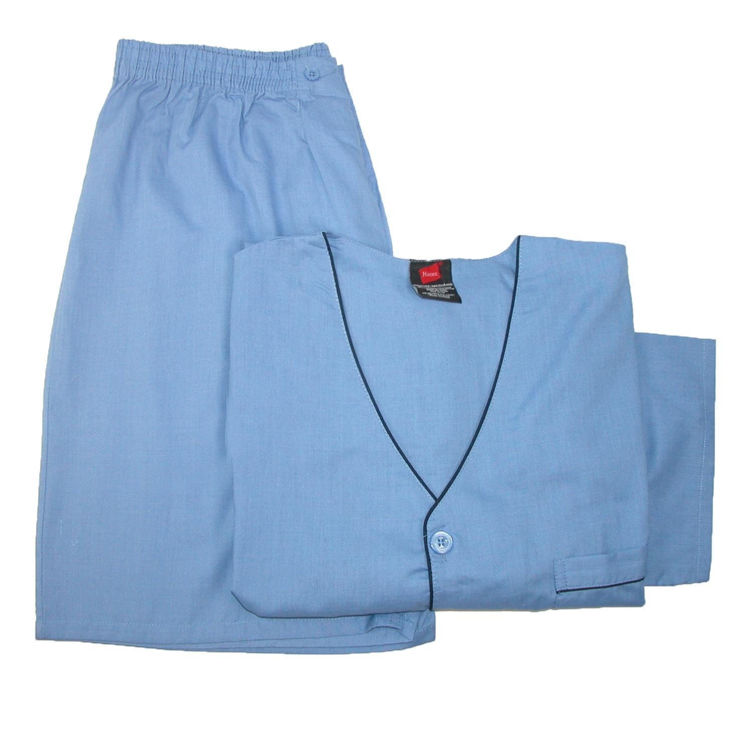 Hanes Men's Short Sleeve Short Leg Pajama Set - Blue