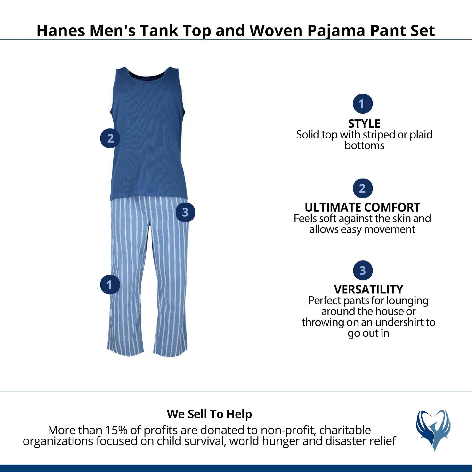 Hanes Men's Tank Top and Woven Pajama Pant Set - Blue Striped