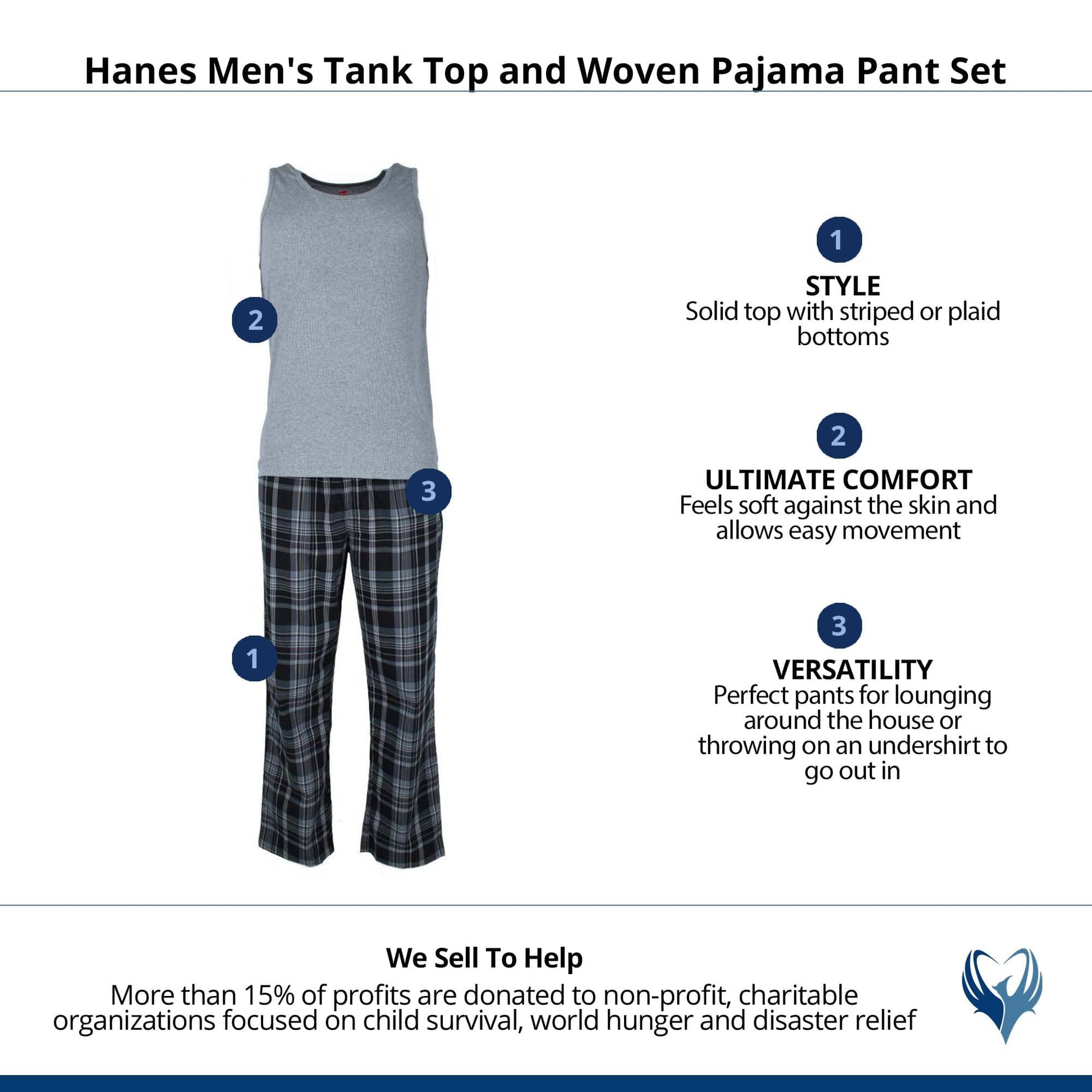 Hanes Men's Tank Top and Woven Pajama Pant Set - Gray/Black Plaid