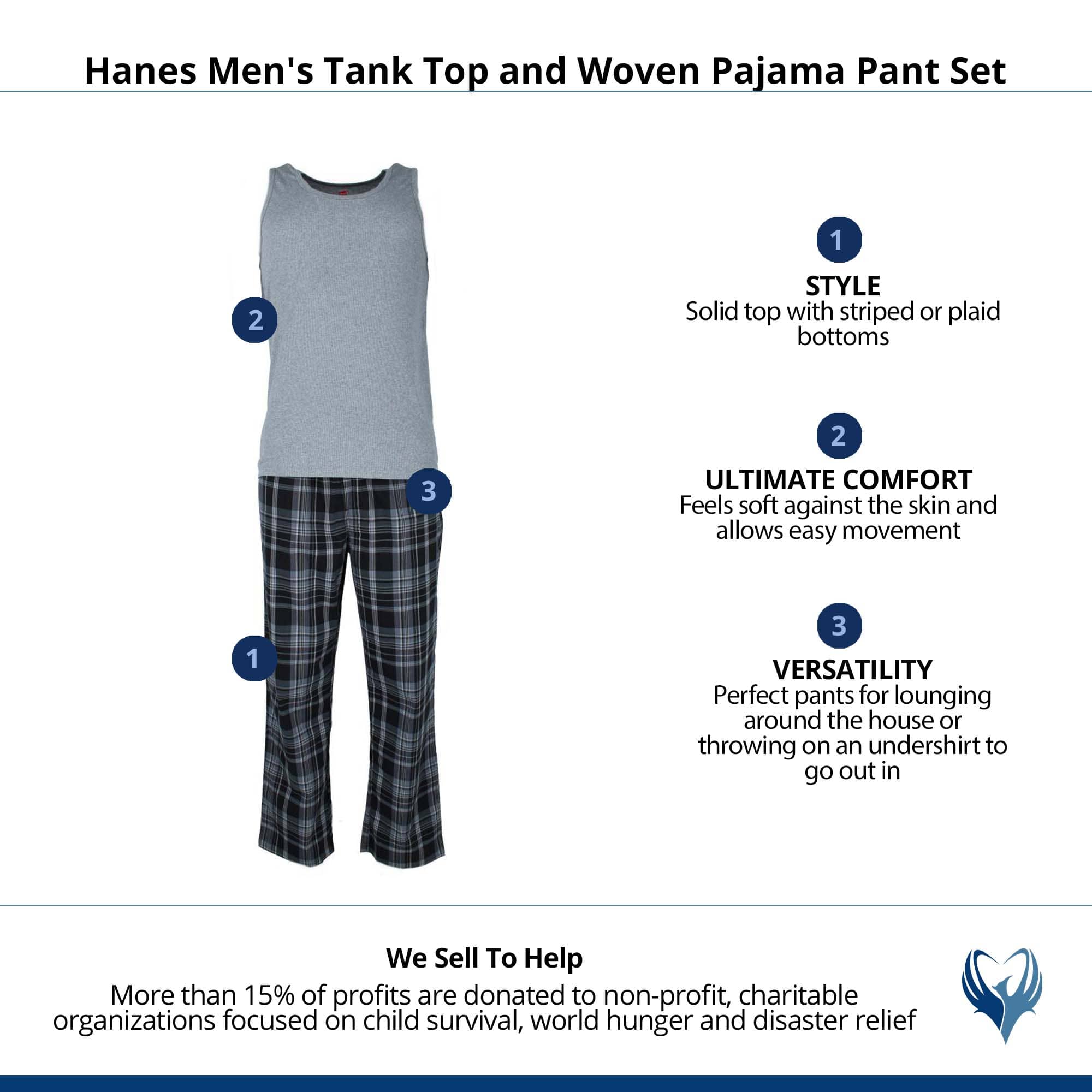Hanes Men's Tank Top and Woven Pajama Pant Set - Gray/Black Plaid