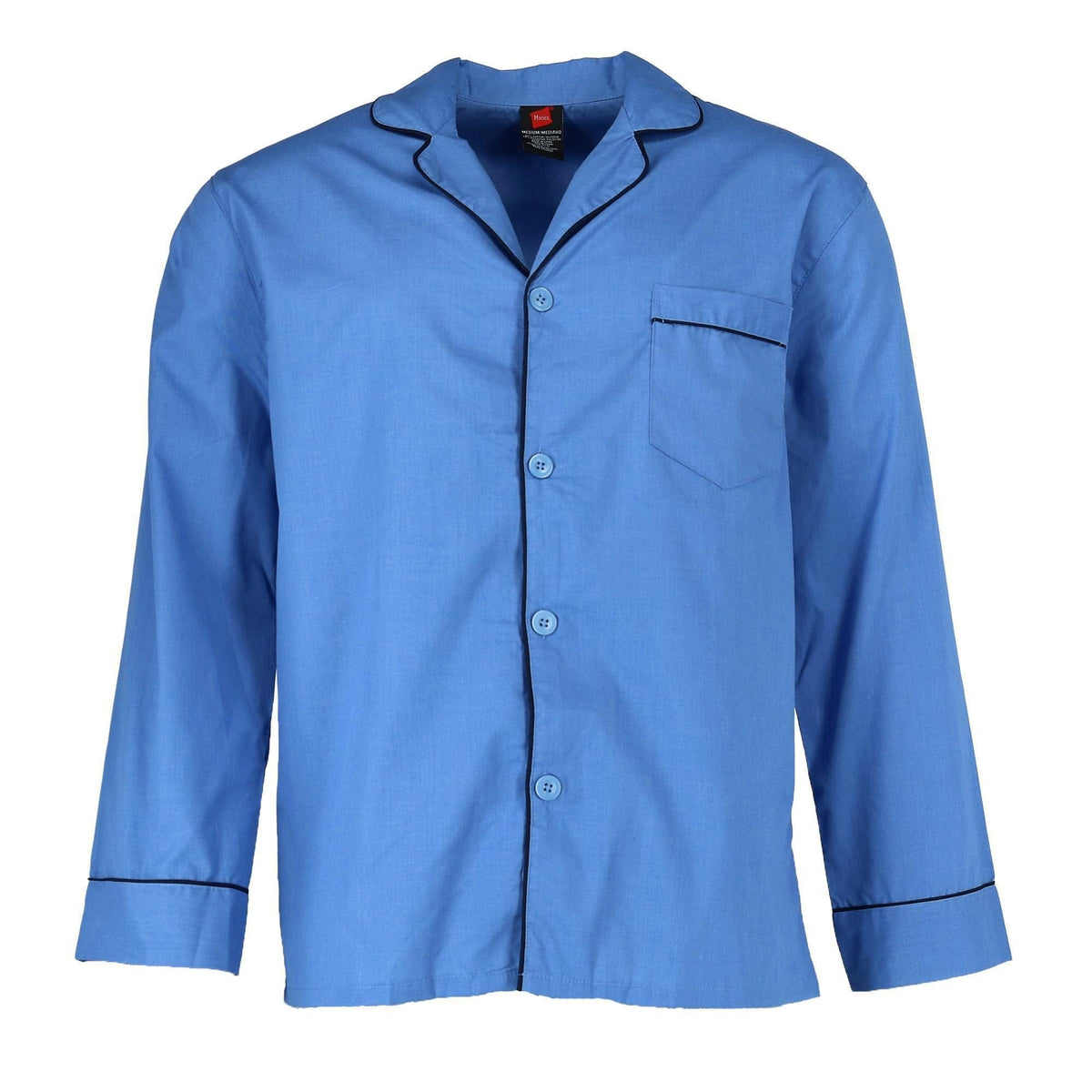 Hanes Men's Big & Tall Broadcloth Long Sleeve Pajama Set - Medium Blue