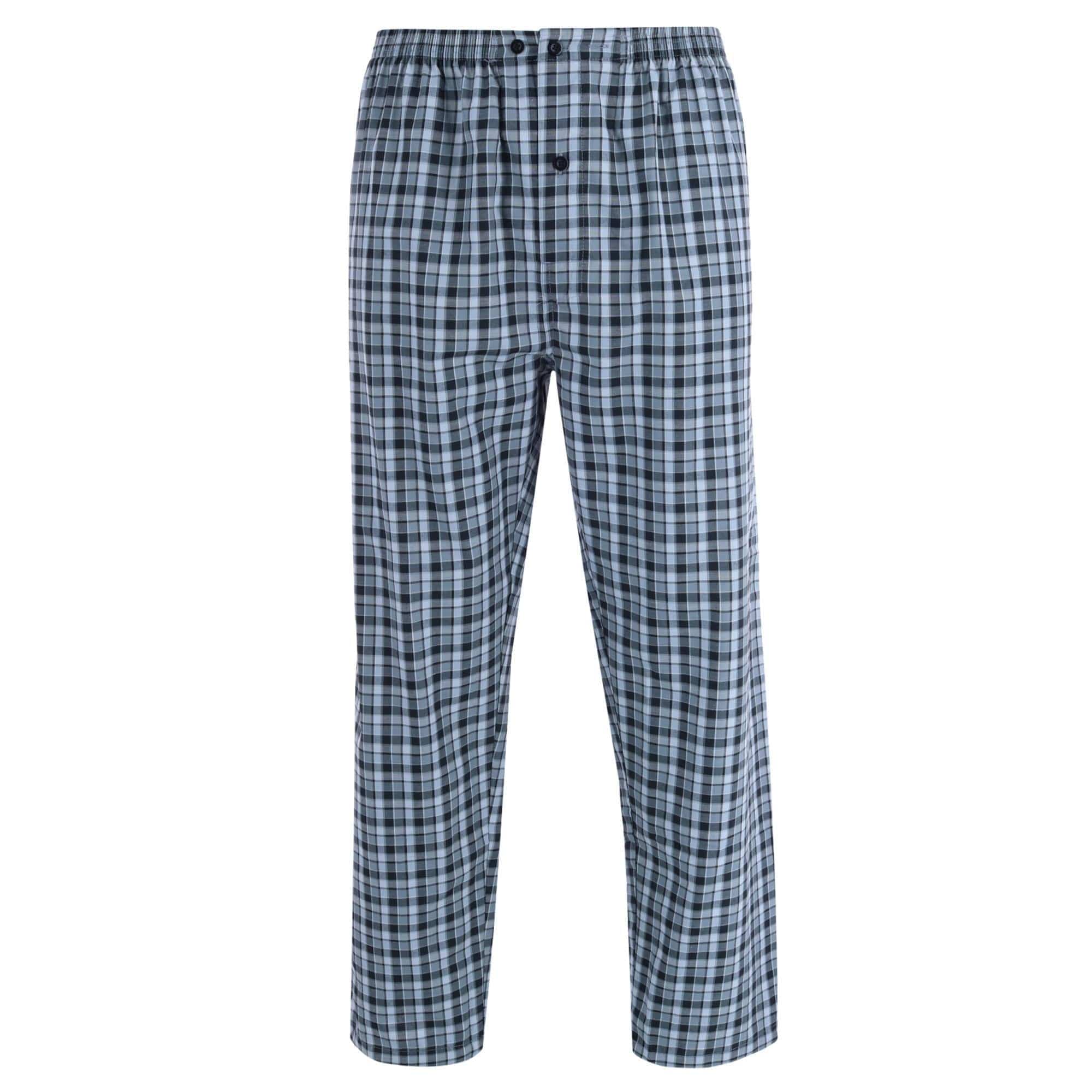 Woven Pajama Pants for Tall Men in Black & Grey Plaid