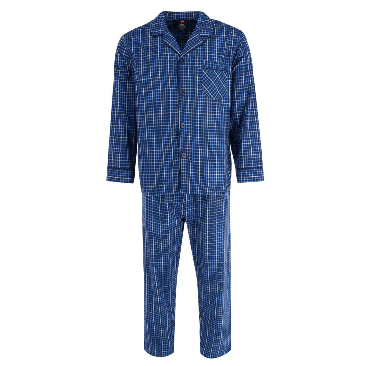 Hanes Men's Big & Tall Broadcloth Long Sleeve Pajama Set - Navy