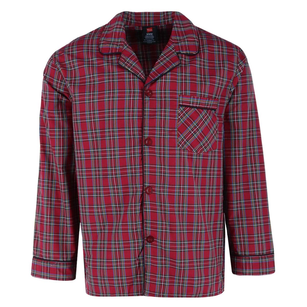 Hanes Men's Big & Tall Broadcloth Long Sleeve Pajama Set - Red