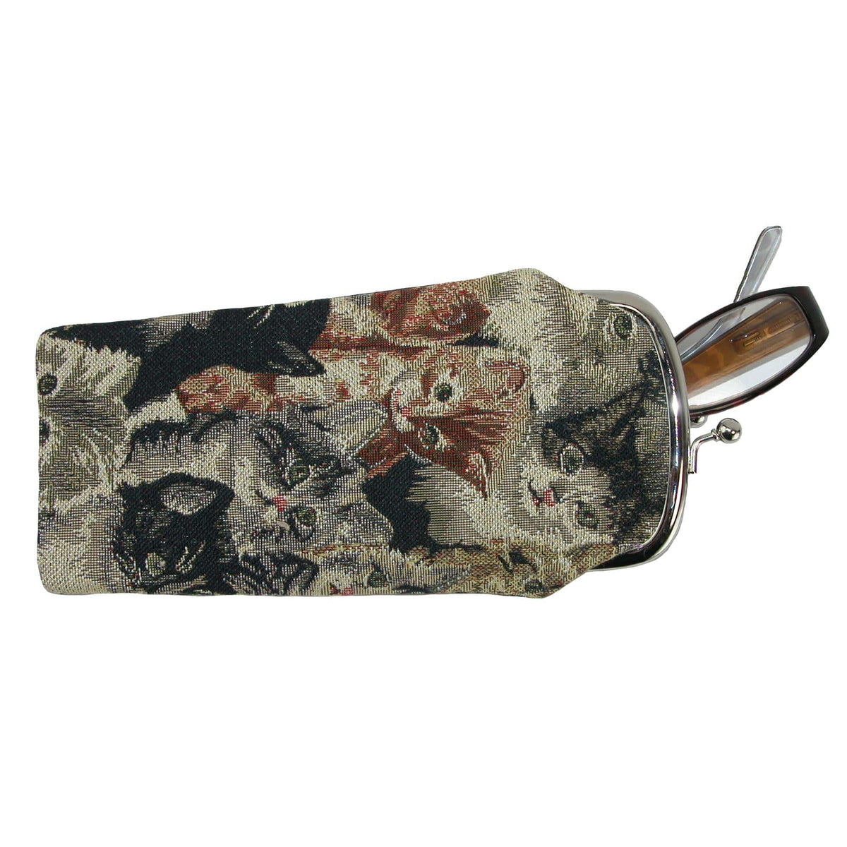 CTM® Women's Cat Print Tapestry Glasses Case and Coin Purse Set - Cat