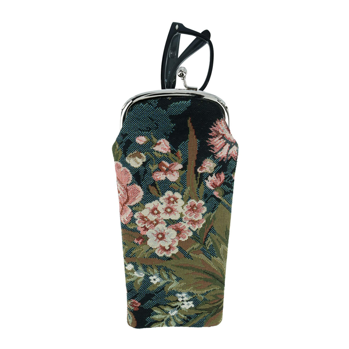 CTM® Women's Floral Print Tapestry Glasses Case - Blue