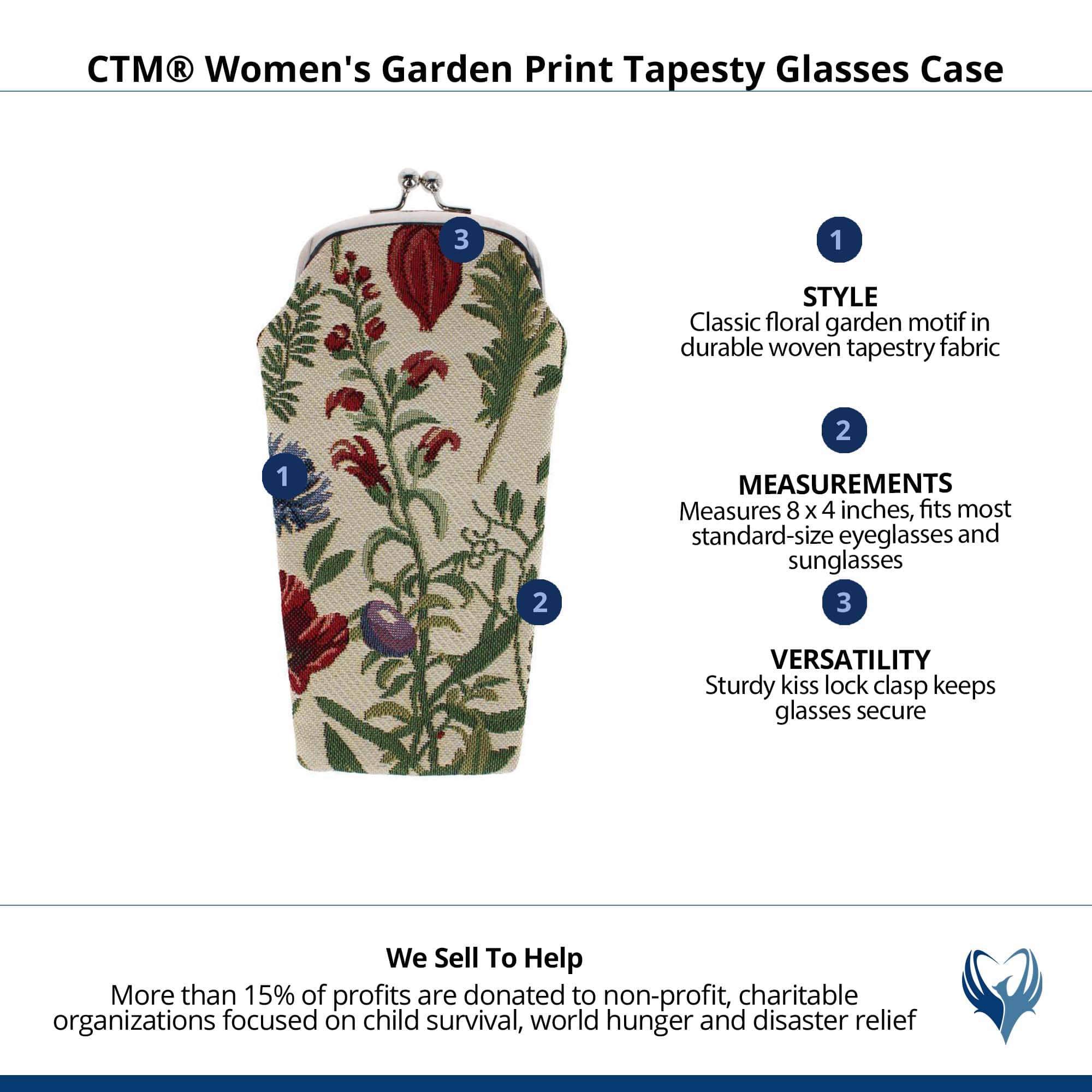 CTM® Women's Garden Print Tapesty Glasses Case - Multiple