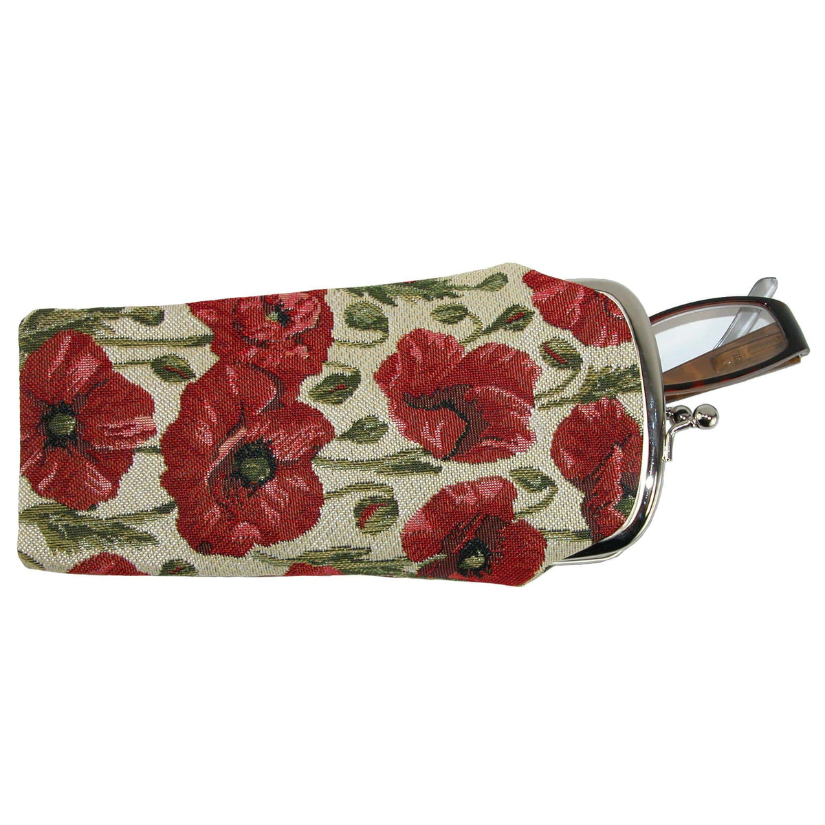 CTM® Women's Poppy Print Tapestry Glasses Case - Poppy