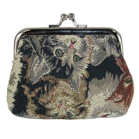 Women's Cat Print Tapestry Coin Purse Wallet