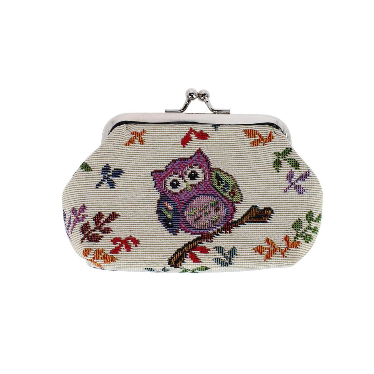 CTM® Women's Owl Themed Tapestry Coin Purse Wallet - Multiple