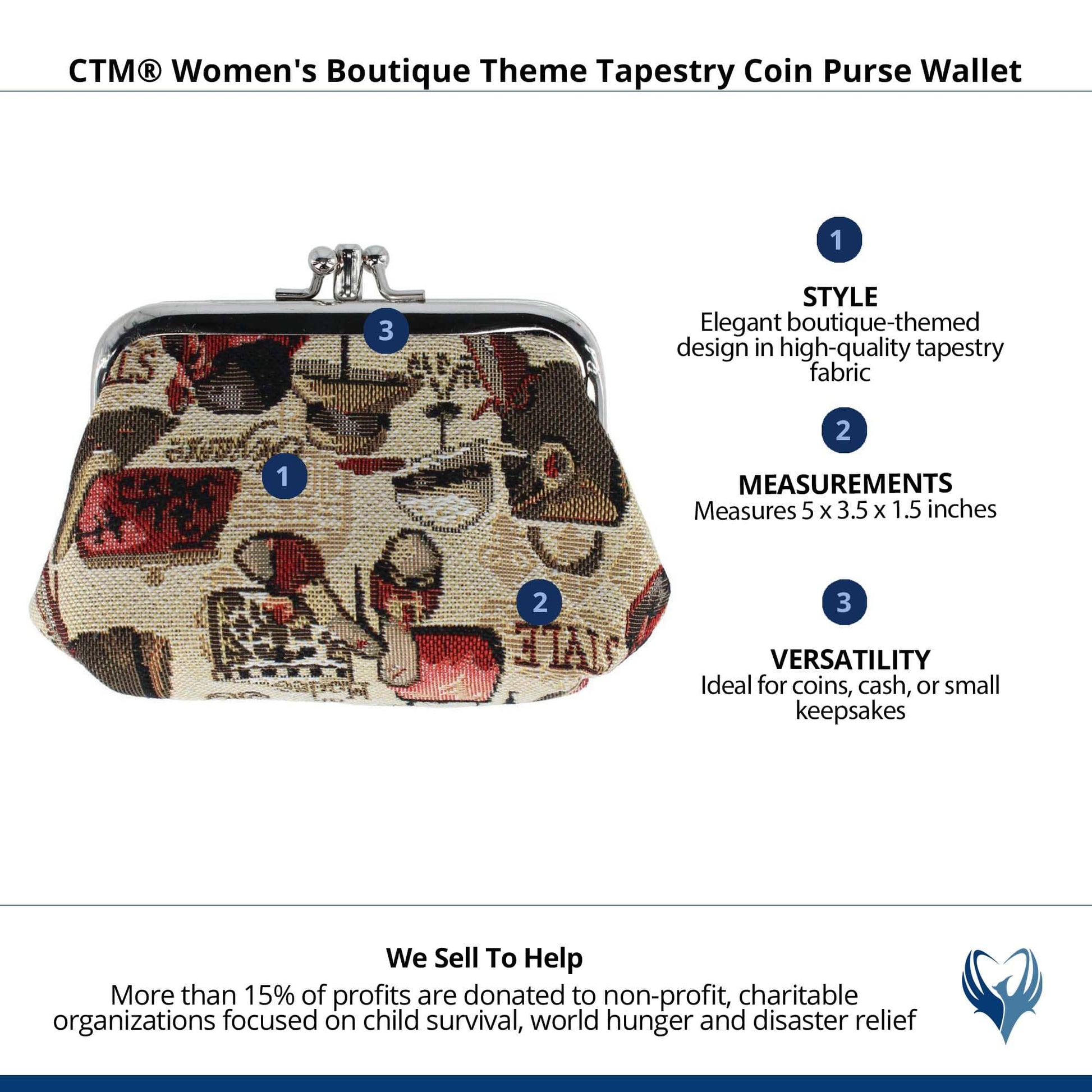CTM® Women's Boutique Theme Tapestry Coin Purse Wallet - Multiple