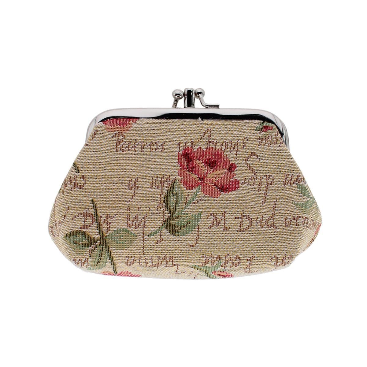 CTM® Women's English Rose Themed Tapestry Coin Purse Wallet