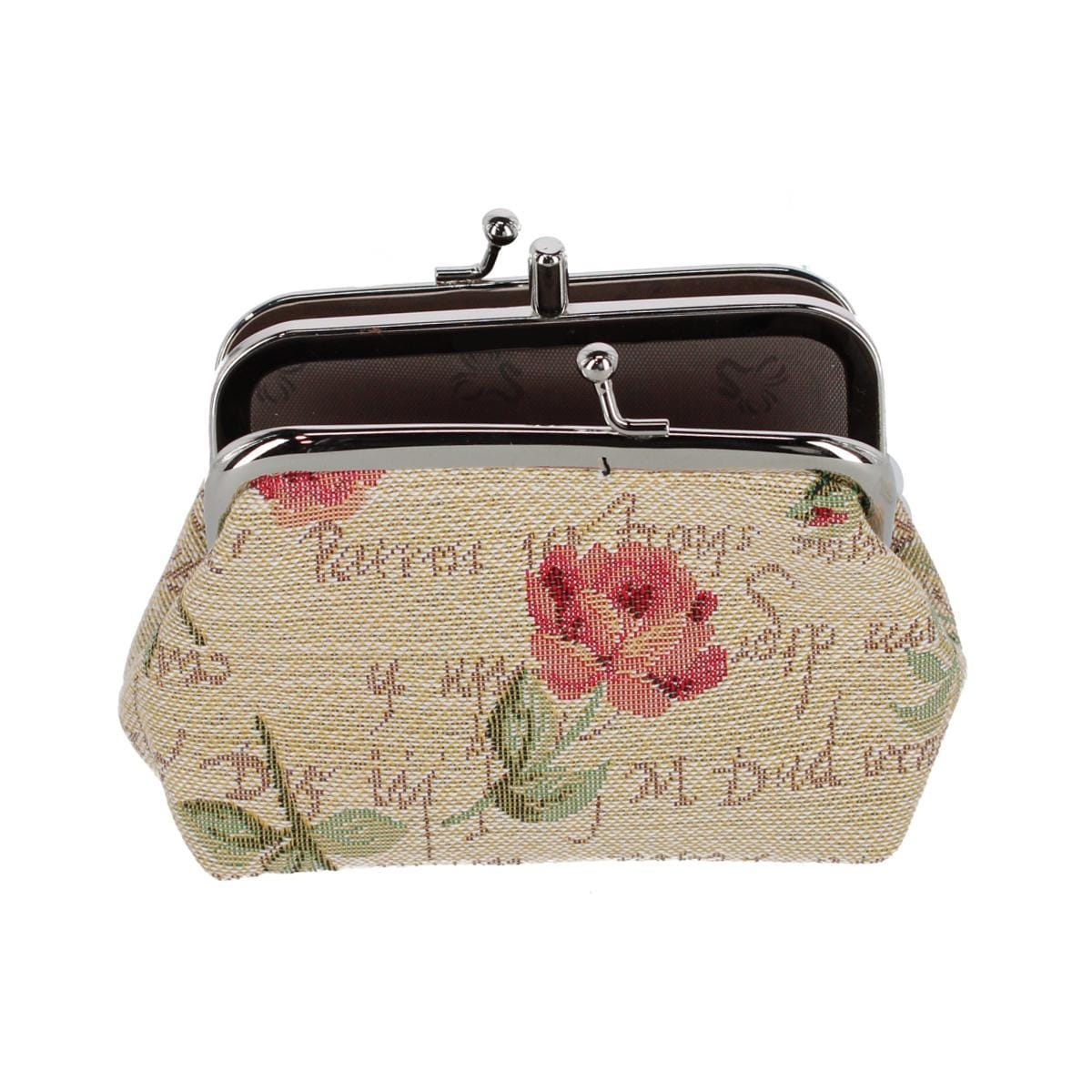 CTM® Women's English Rose Themed Tapestry Coin Purse Wallet - Multiple