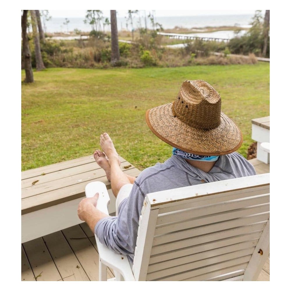 CTM® Palm Straw Lifeguard Hat with Wide Brim - Natural