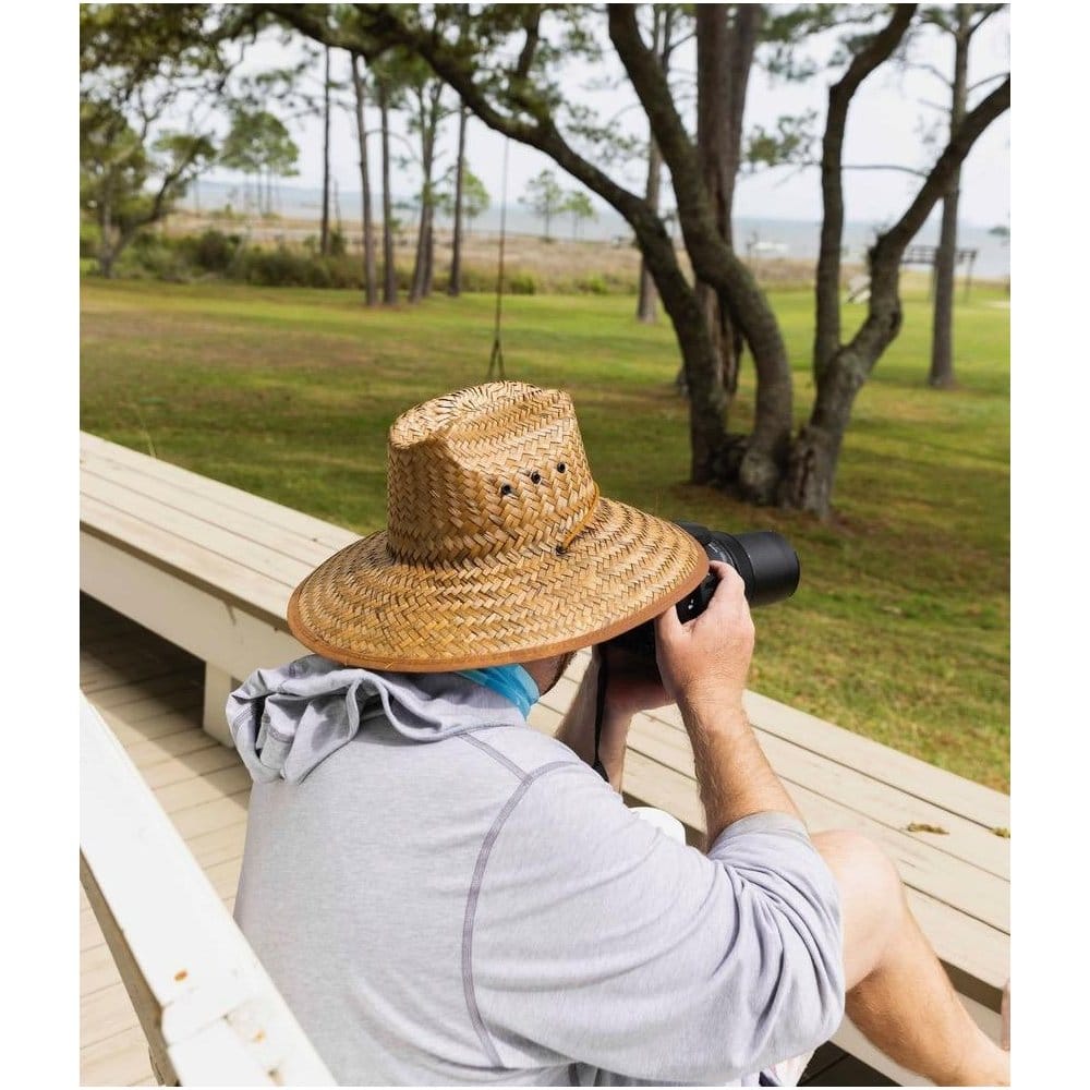CTM® Palm Straw Lifeguard Hat with Wide Brim - Natural