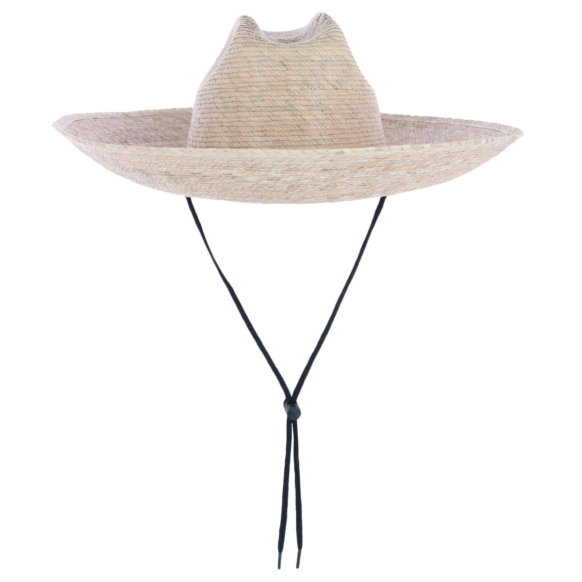 CTM® Wide Brim Crushable Straw Lifeguard Hat with Chin Strap - Tan