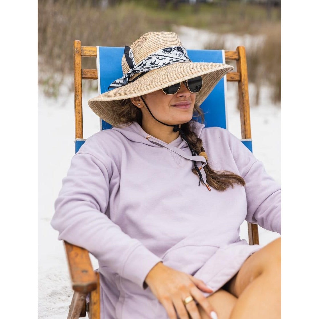 CTM® Wide Brim Crushable Straw Lifeguard Hat with Chin Strap - Tan