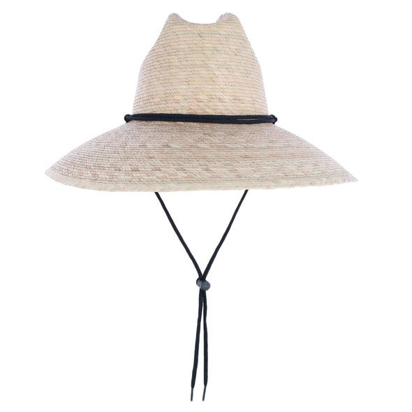 Wide Brim Crushable Straw Lifeguard Hat with Chin Strap
