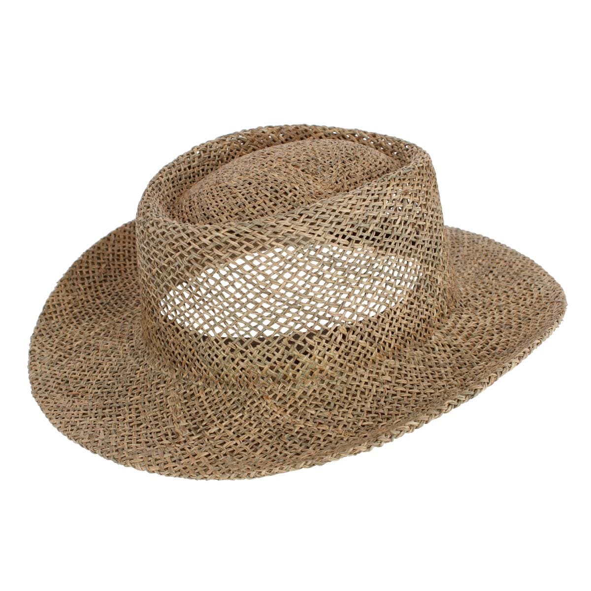 CTM® Unisex Twisted Straw Gambler Hat - Tan
