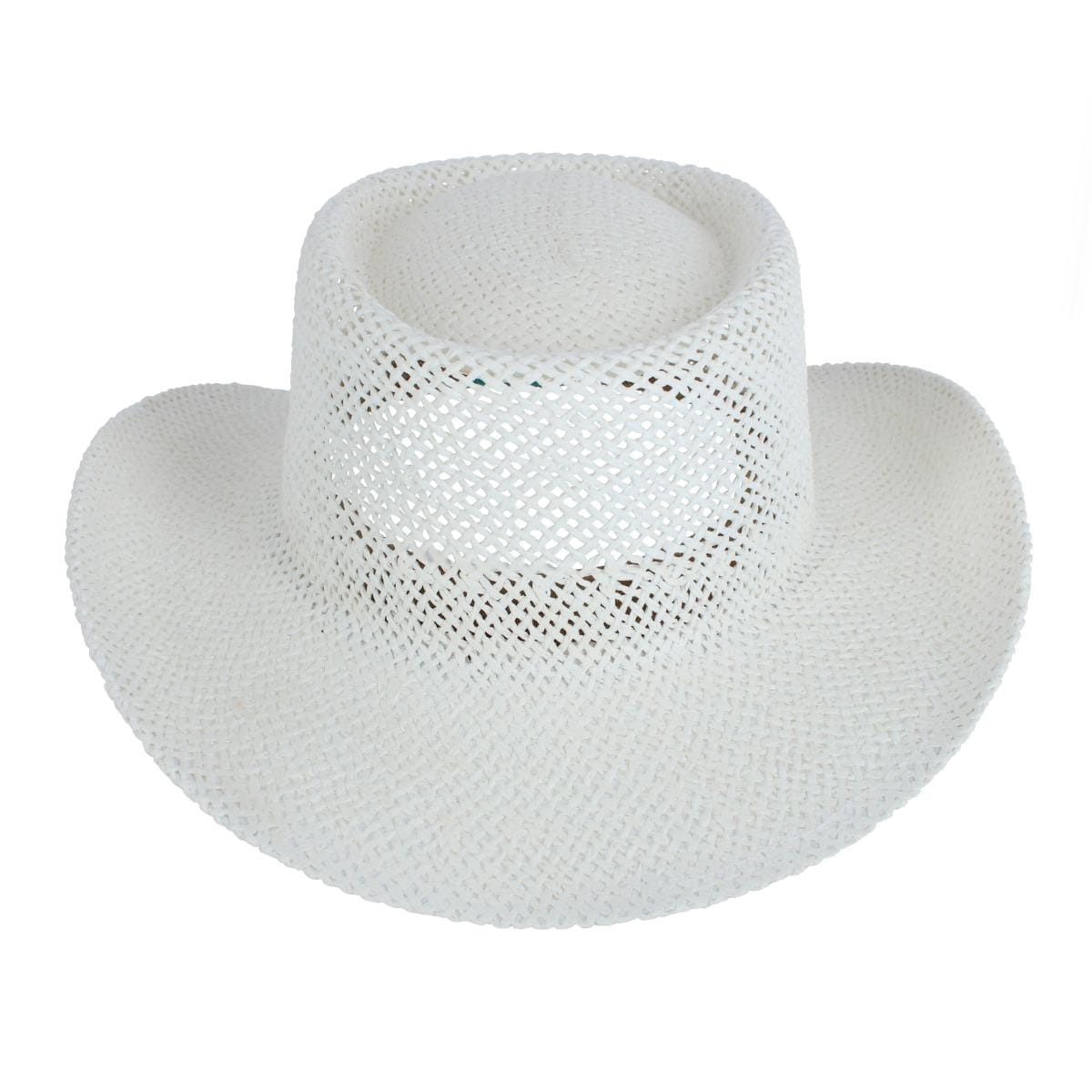CTM® Unisex Twisted Straw Gambler Hat - White