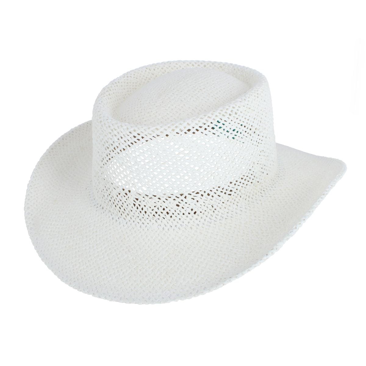 CTM® Unisex Twisted Straw Gambler Hat - White