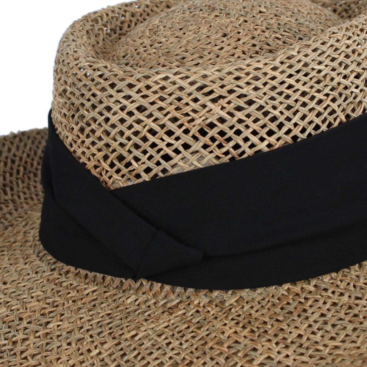 CTM® Unisex Straw Gambler Hat with Hatband - Black