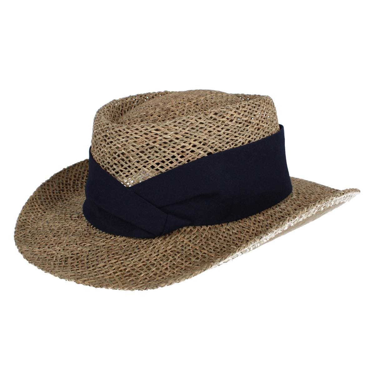 CTM® Unisex Straw Gambler Hat with Hatband - Navy