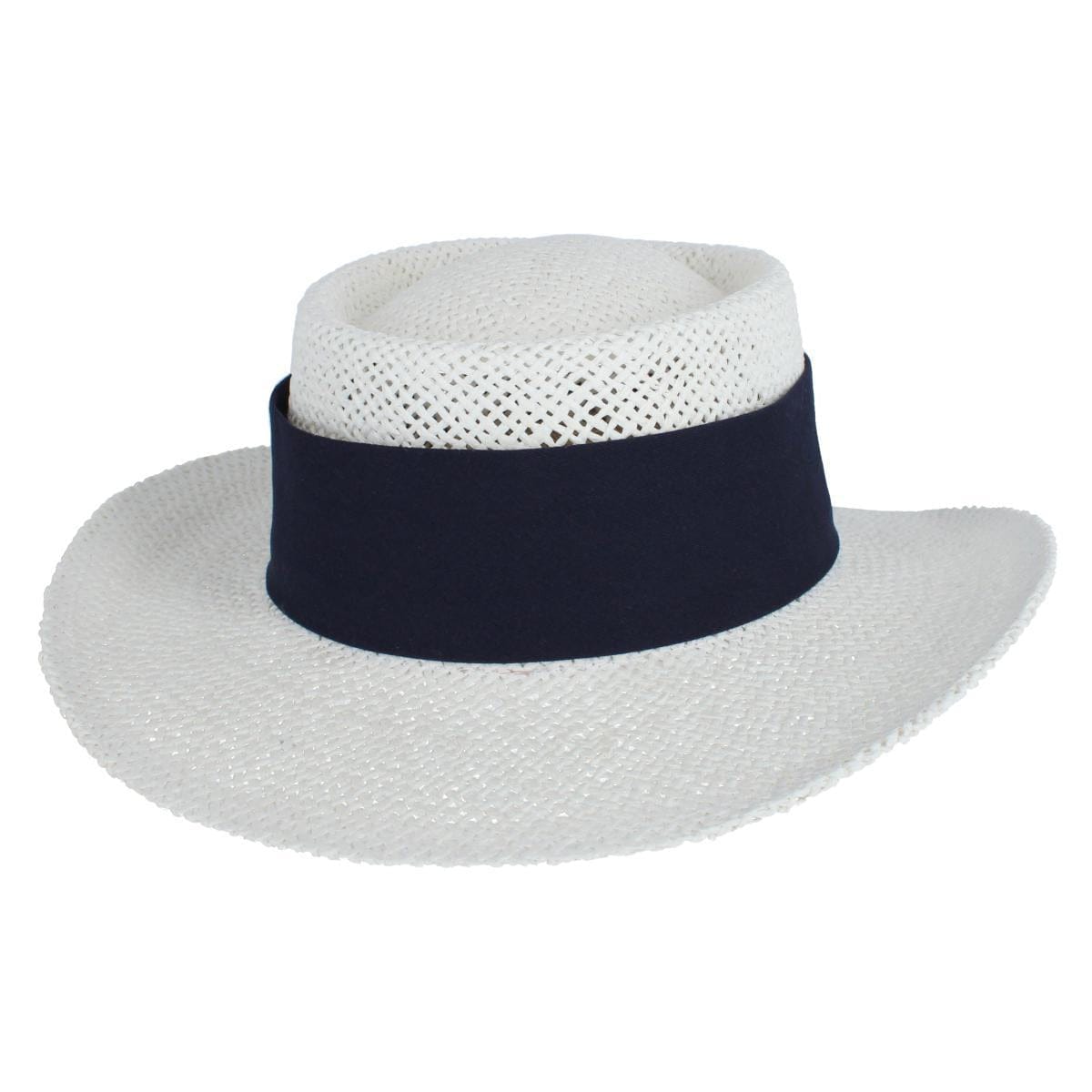CTM® Unisex White Straw Gambler Hat with Hatband - Unisex White Straw Gambler Hat with Hatband