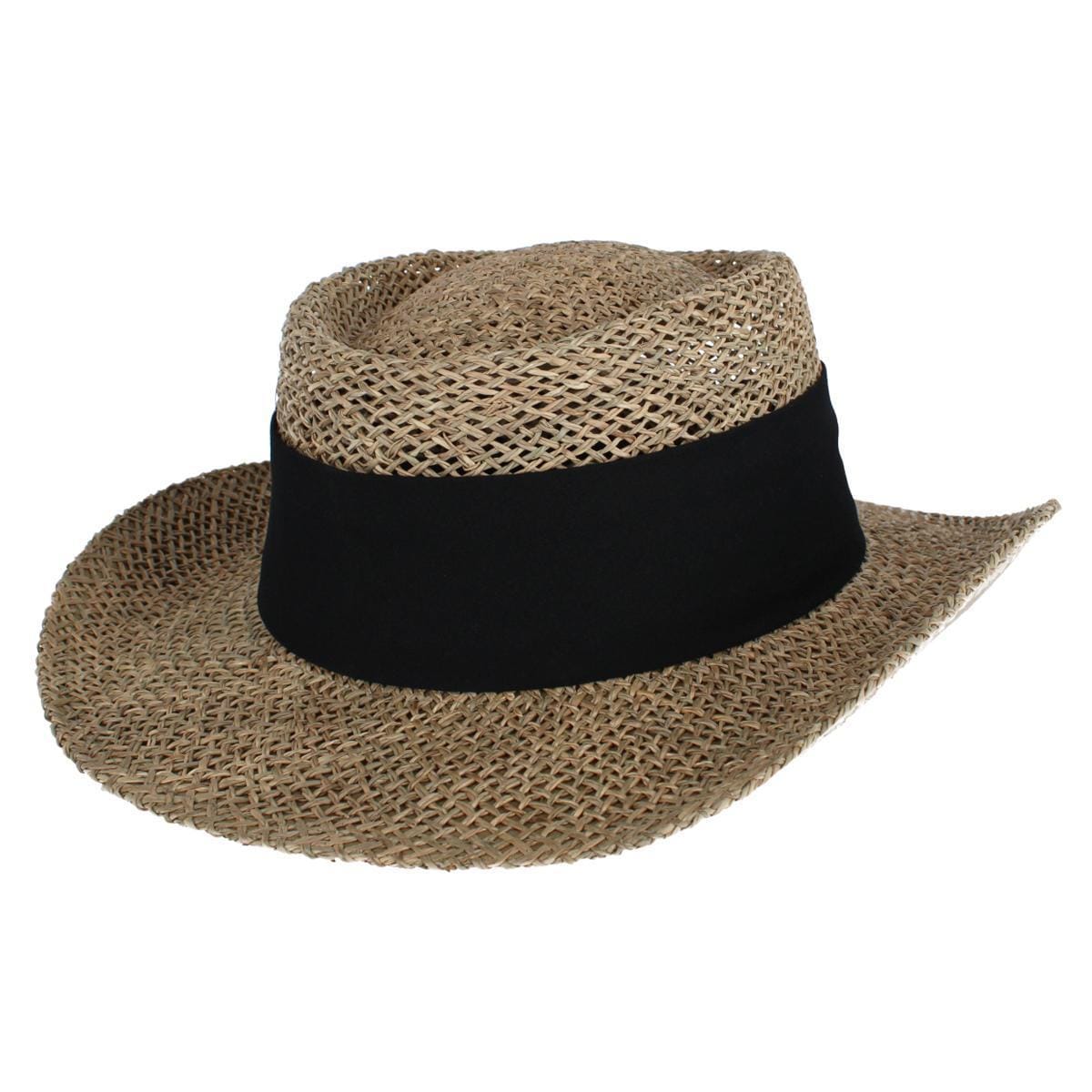 CTM® Unisex Straw Gambler Hat with Hatband - Unisex Straw Gambler Hat with Hatband