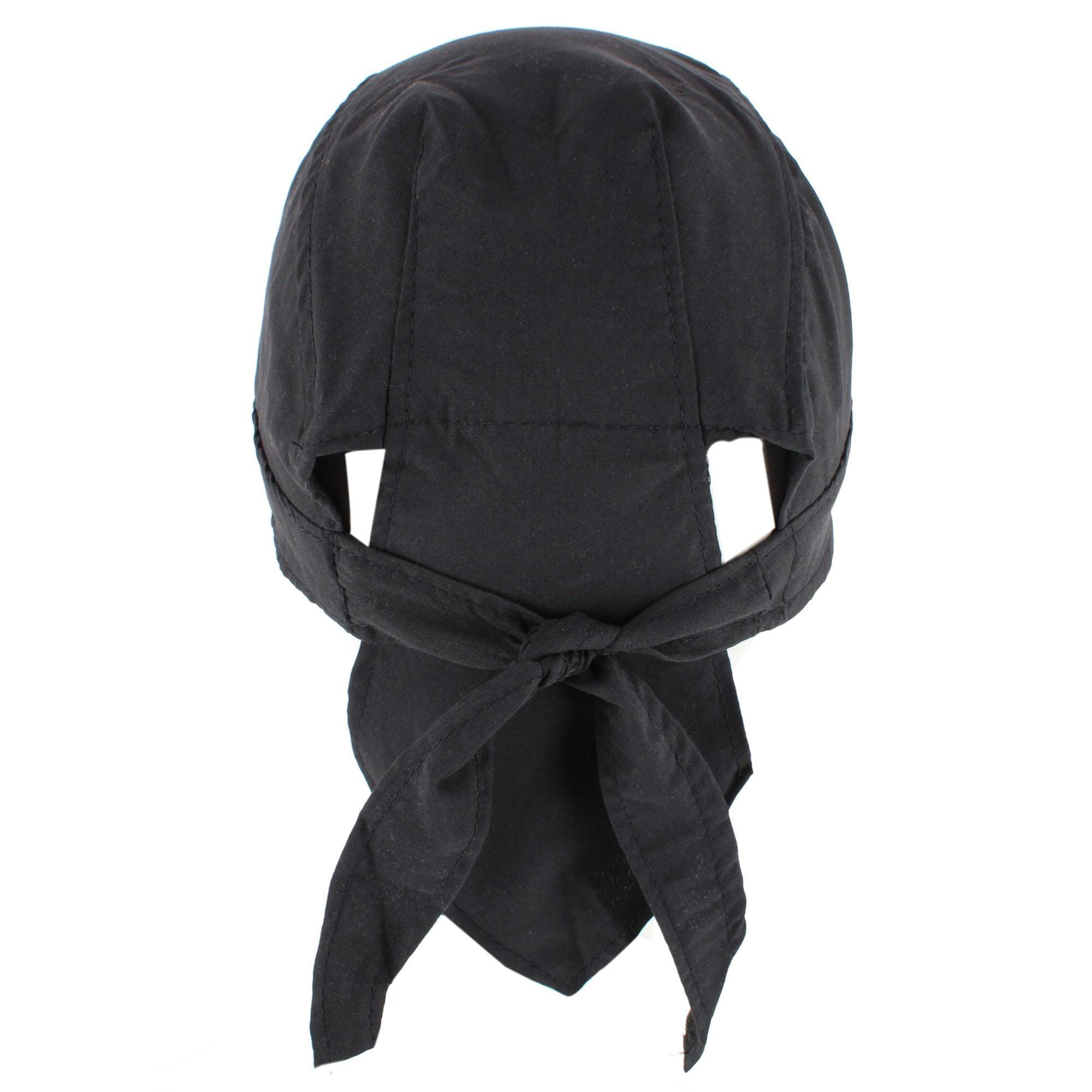 CTM® Men's Cotton Blend Skull Cap Durag with Breathable Lining - Black