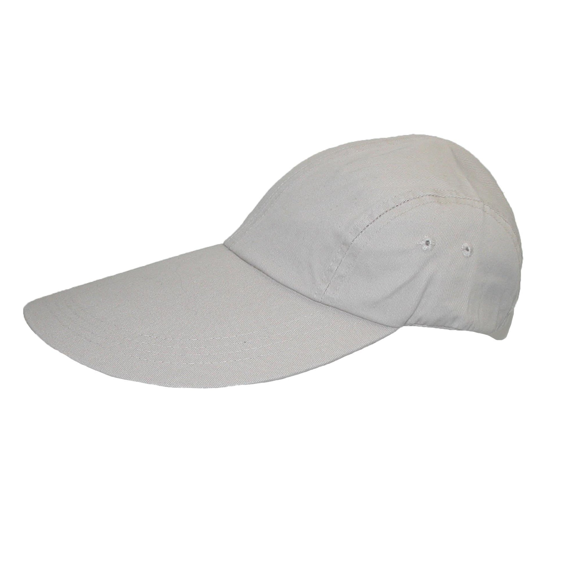 CTM® Cotton Long 5 Inch Bill Visor Baseball Cap - Stone