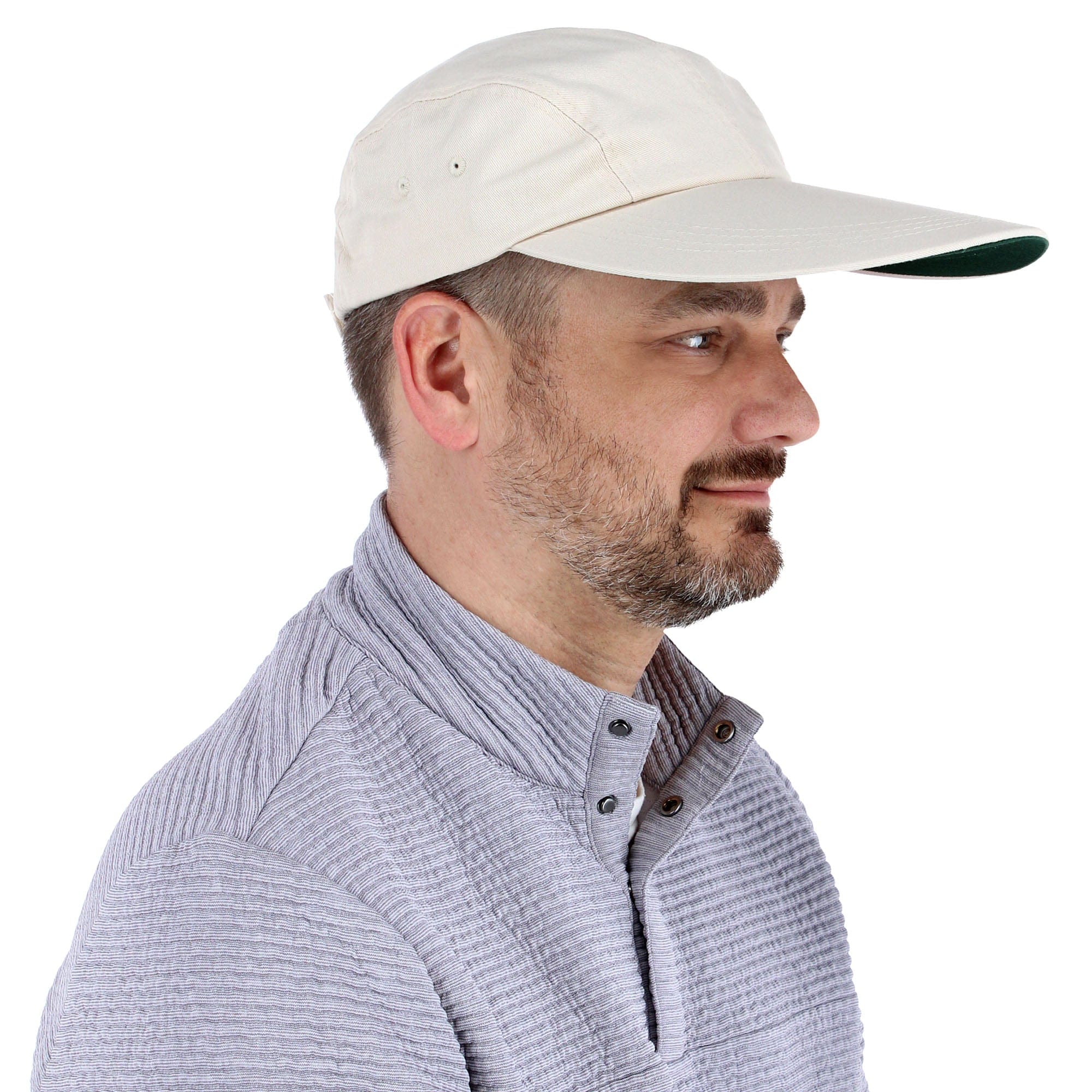 CTM® Cotton Long 5 Inch Bill Visor Baseball Cap - Stone