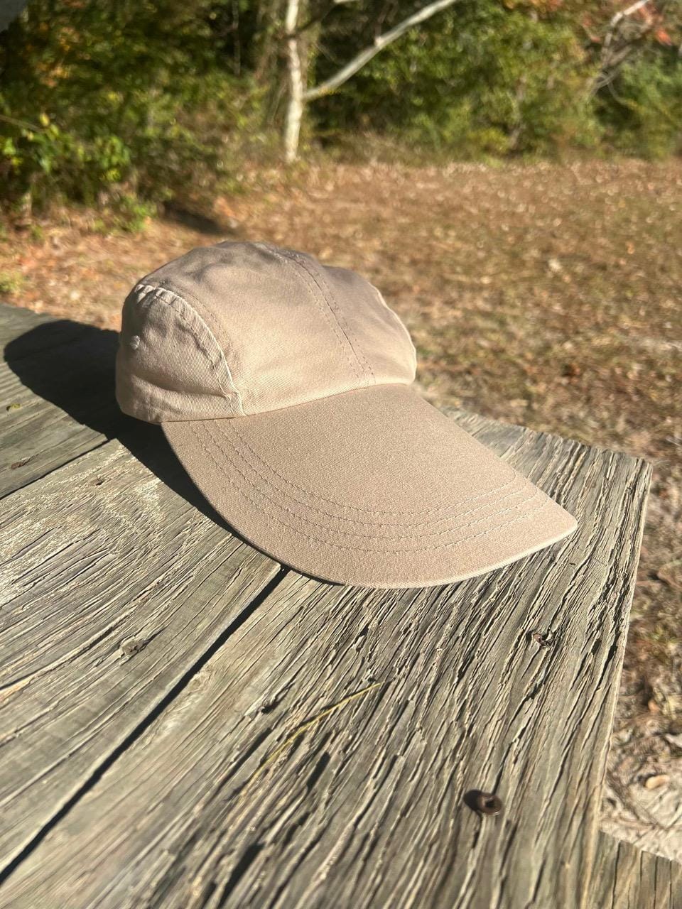 CTM® Cotton Long 5 Inch Bill Visor Baseball Cap - Khaki