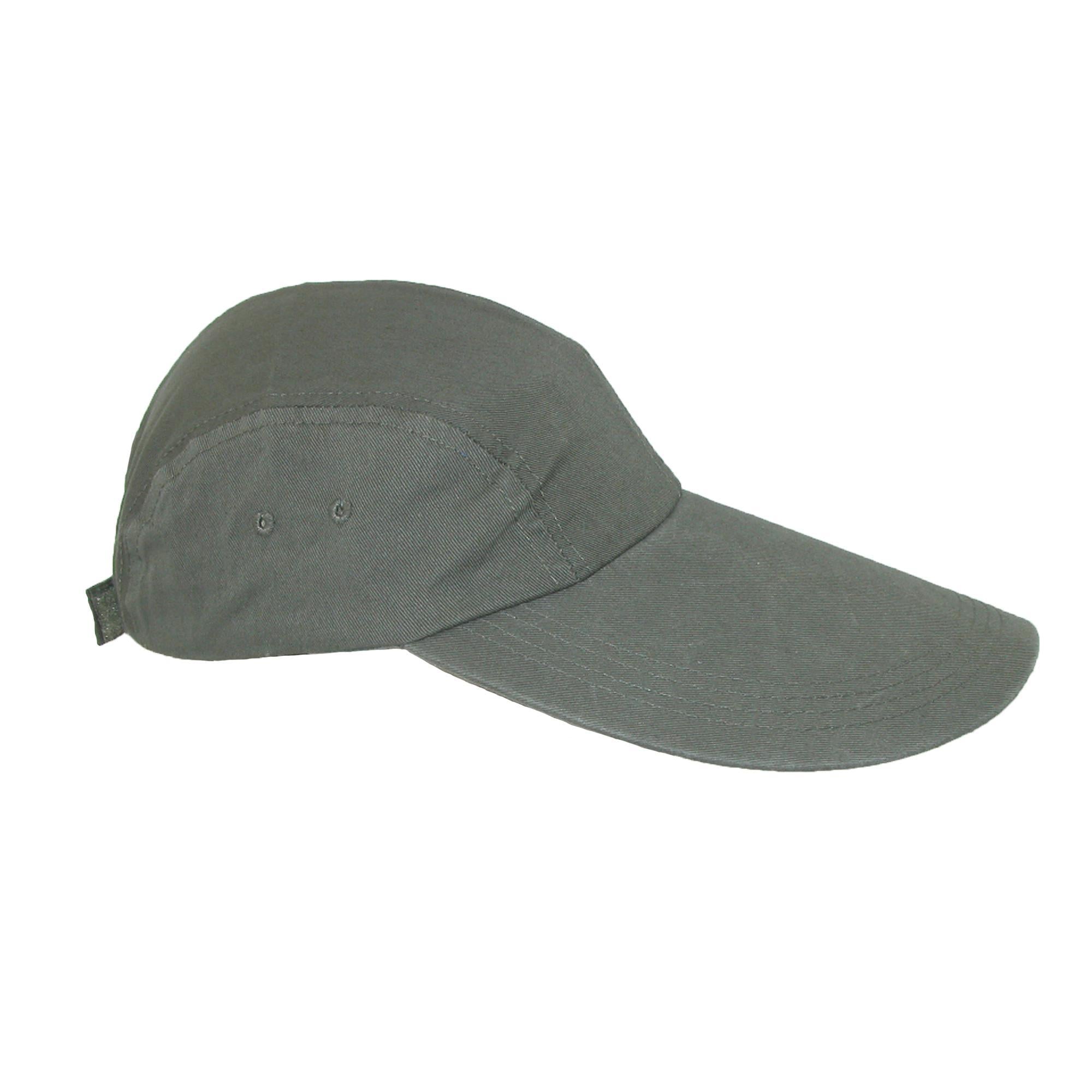 CTM® Cotton Long 5 Inch Bill Visor Baseball Cap - Olive Green