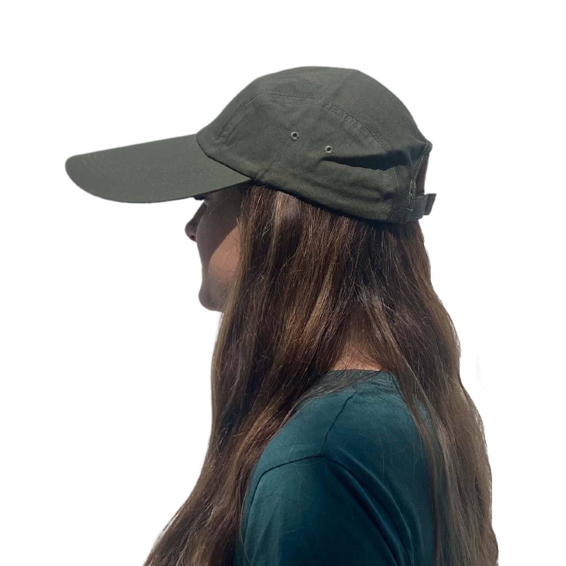 CTM® Cotton Long 5 Inch Bill Visor Baseball Cap - Olive Green