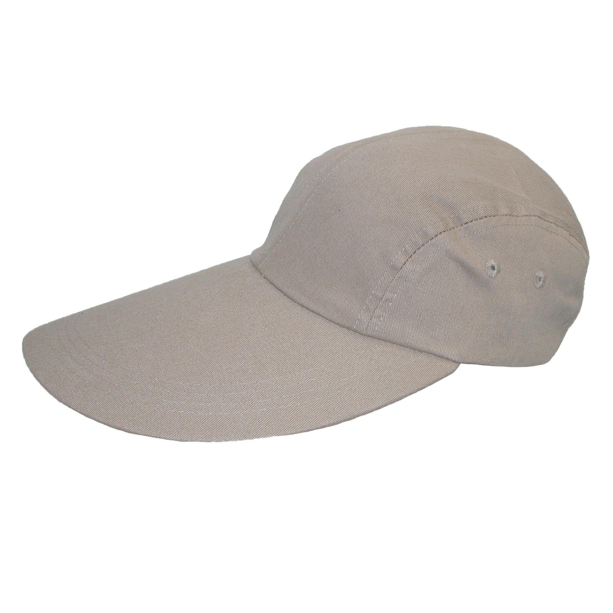 CTM® Cotton Long 5 Inch Bill Visor Baseball Cap - Cotton Long 5 Inch Bill Visor Baseball Cap