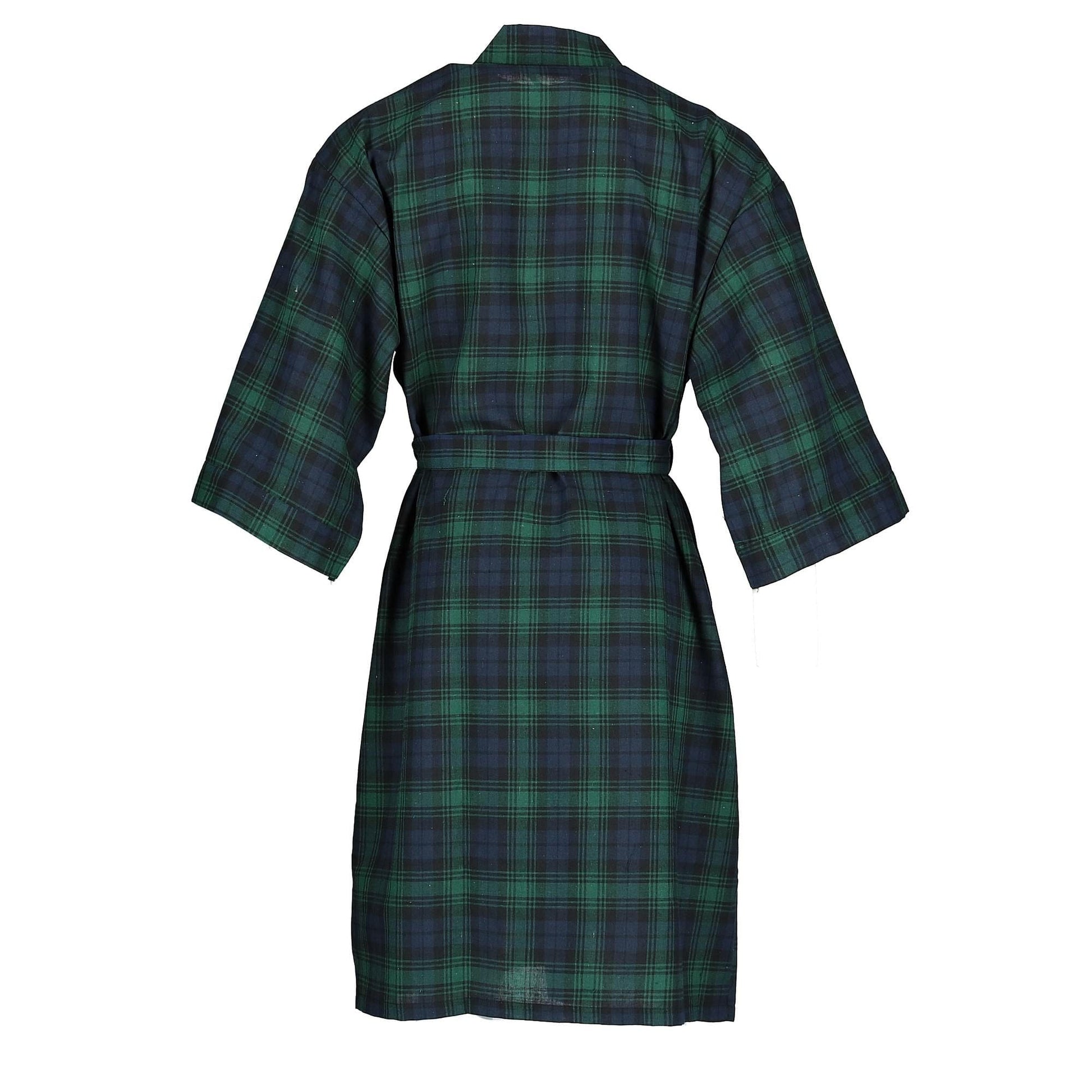 Leisureland Men's Plaid Kimono Broadcloth Robe - Green