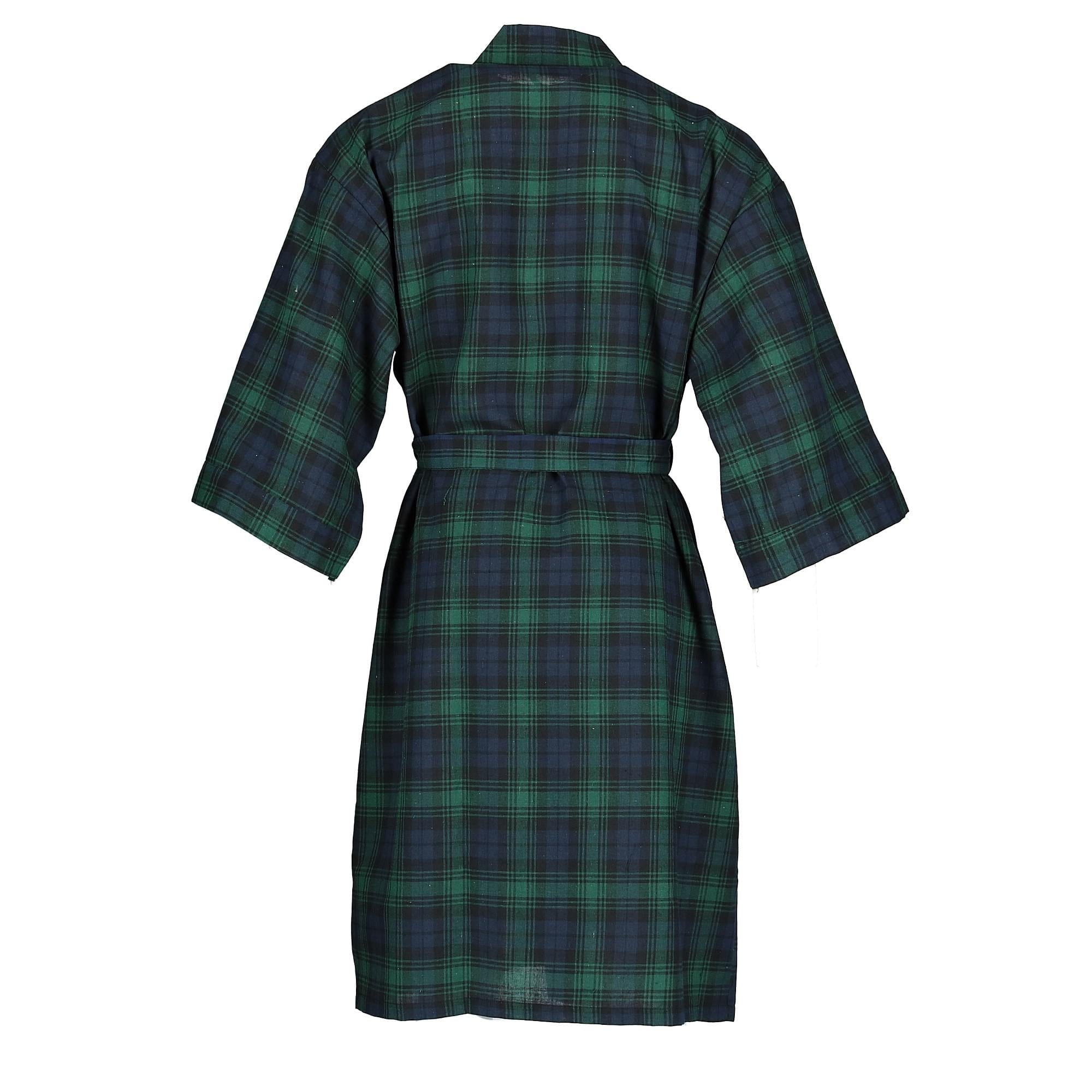 Leisureland Men's Plaid Kimono Broadcloth Robe - Green