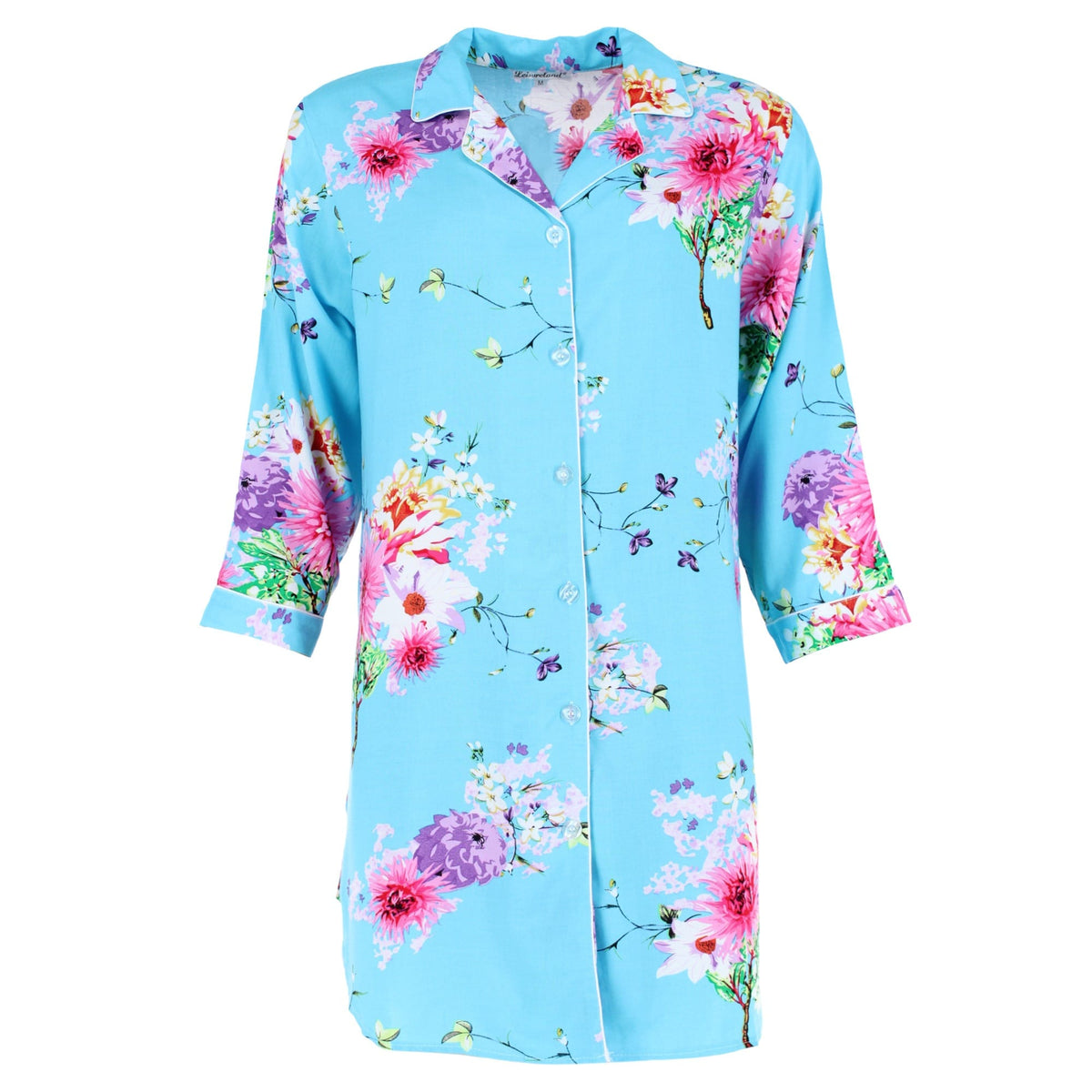 CTM® Women's Long Sleeve Chrysanthemum Floral Nightshirt