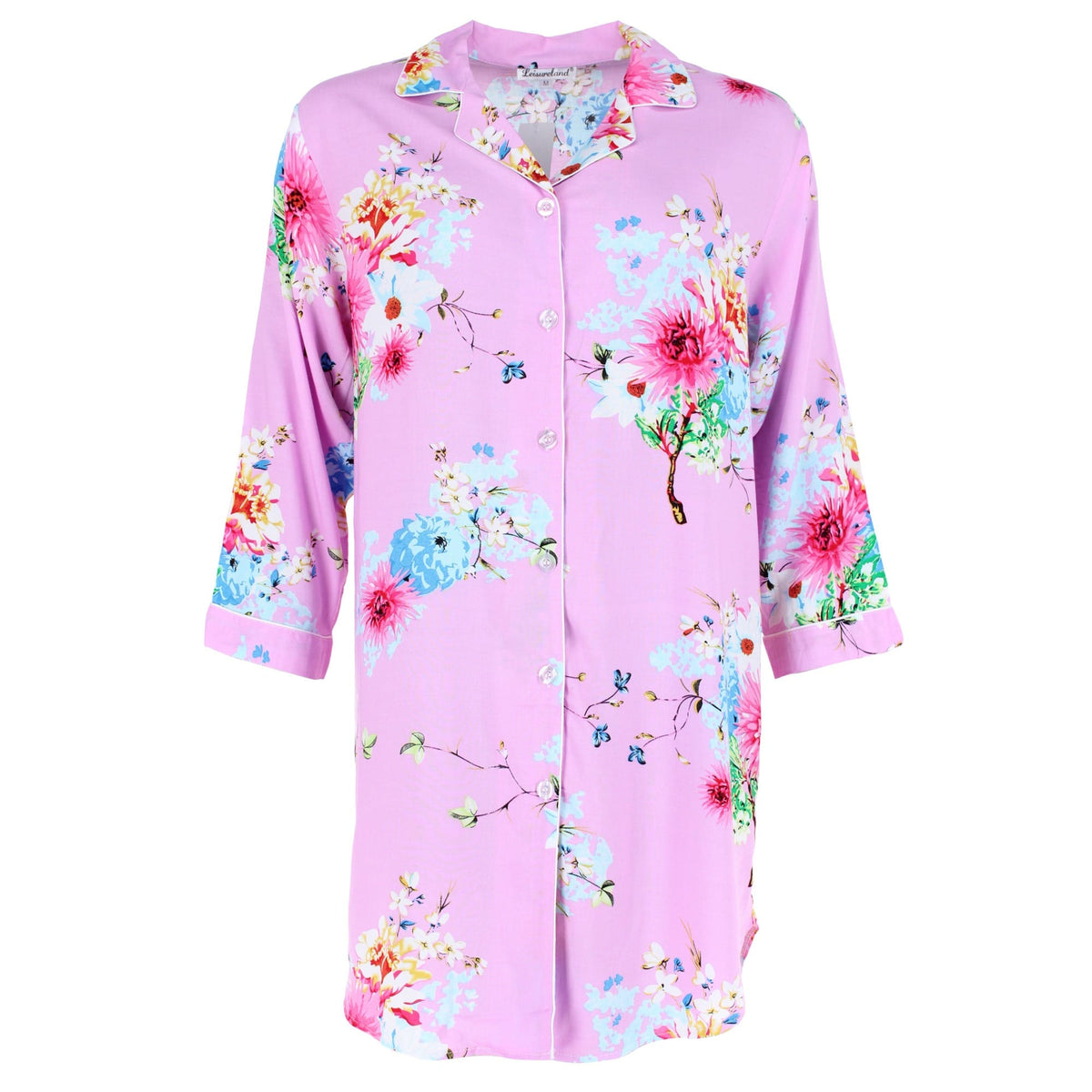 CTM® Women's Long Sleeve Chrysanthemum Floral Nightshirt