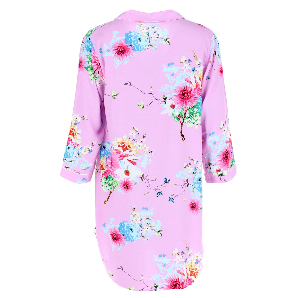 CTM® Women's Long Sleeve Chrysanthemum Floral Nightshirt - Purple