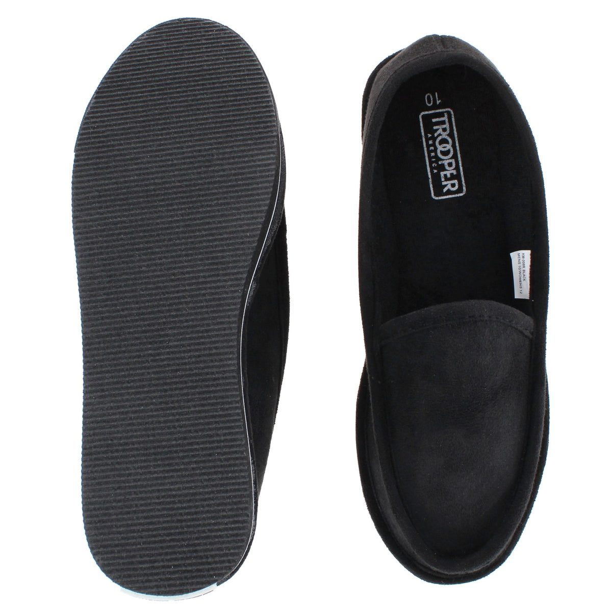 Trooper America Men's Microfiber Slip-On Slippers Indoor Outdoor EVA Sole - Black