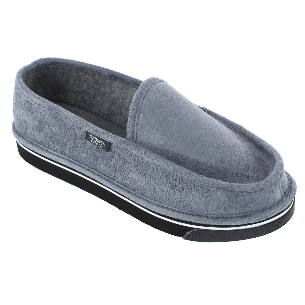 Trooper America Men's Microfiber Slip-On Slippers Indoor Outdoor EVA Sole - Grey