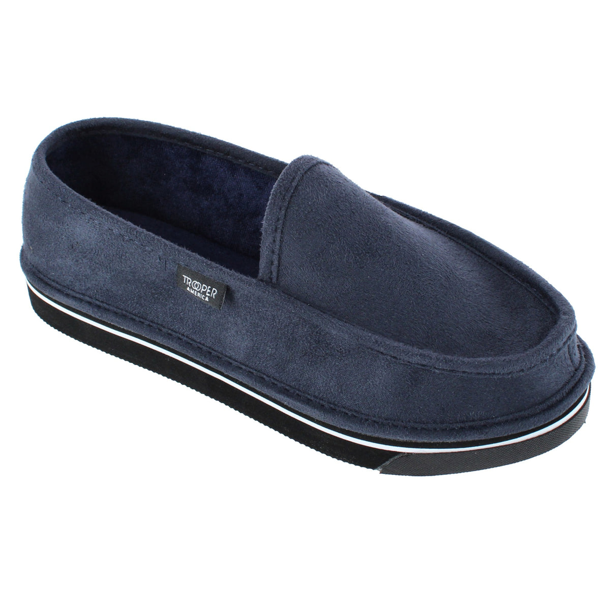 Trooper America Men's Microfiber Slip-On Slippers Indoor Outdoor EVA Sole - Navy