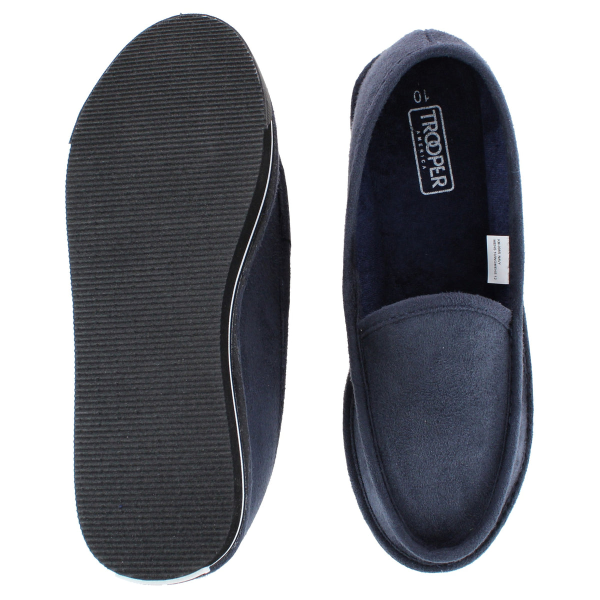 Trooper America Men's Microfiber Slip-On Slippers Indoor Outdoor EVA Sole - Navy