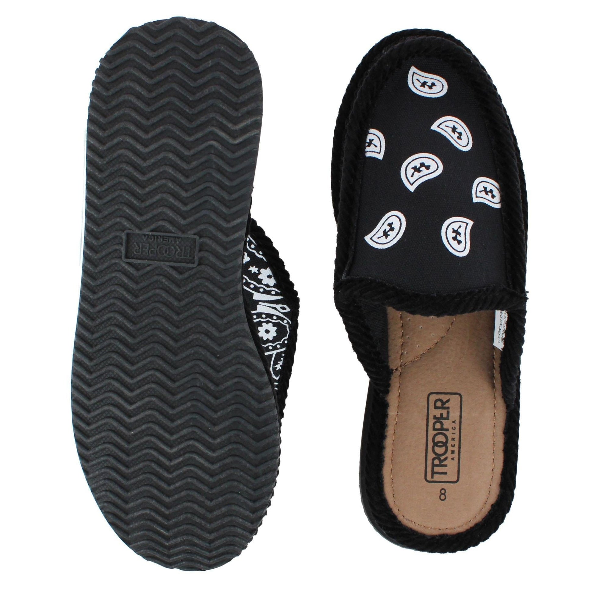 Trooper America Men's Open Back Bandana Print Slipper - Black