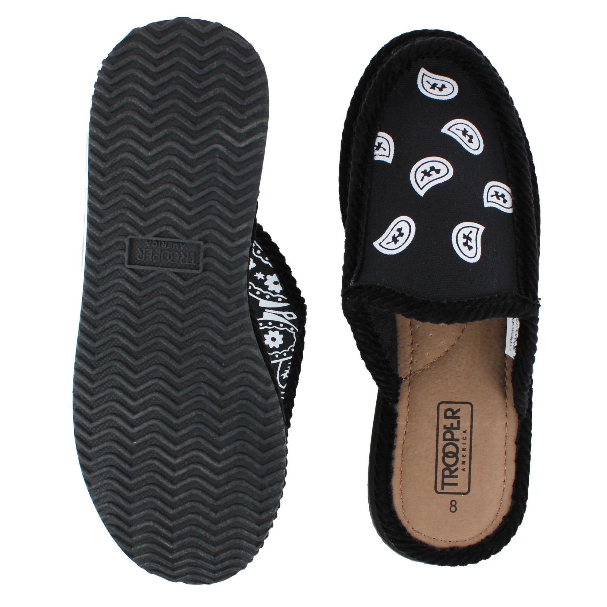 Trooper America Men's Open Back Bandana Print Slipper - Black